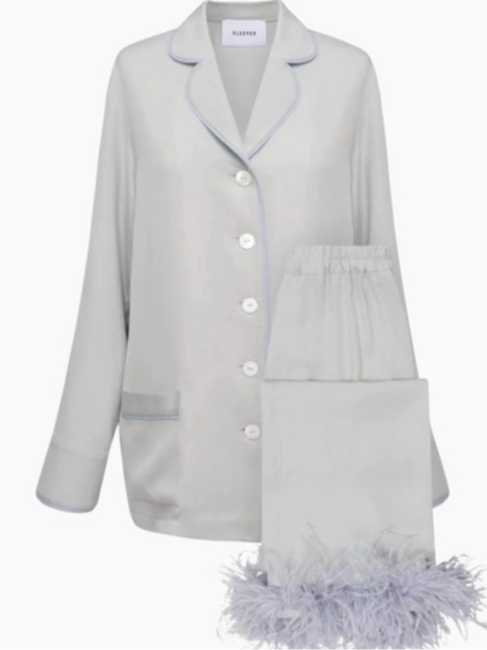 Sleeper Pajama Set with Ostrich Feather Hem Size XXL
